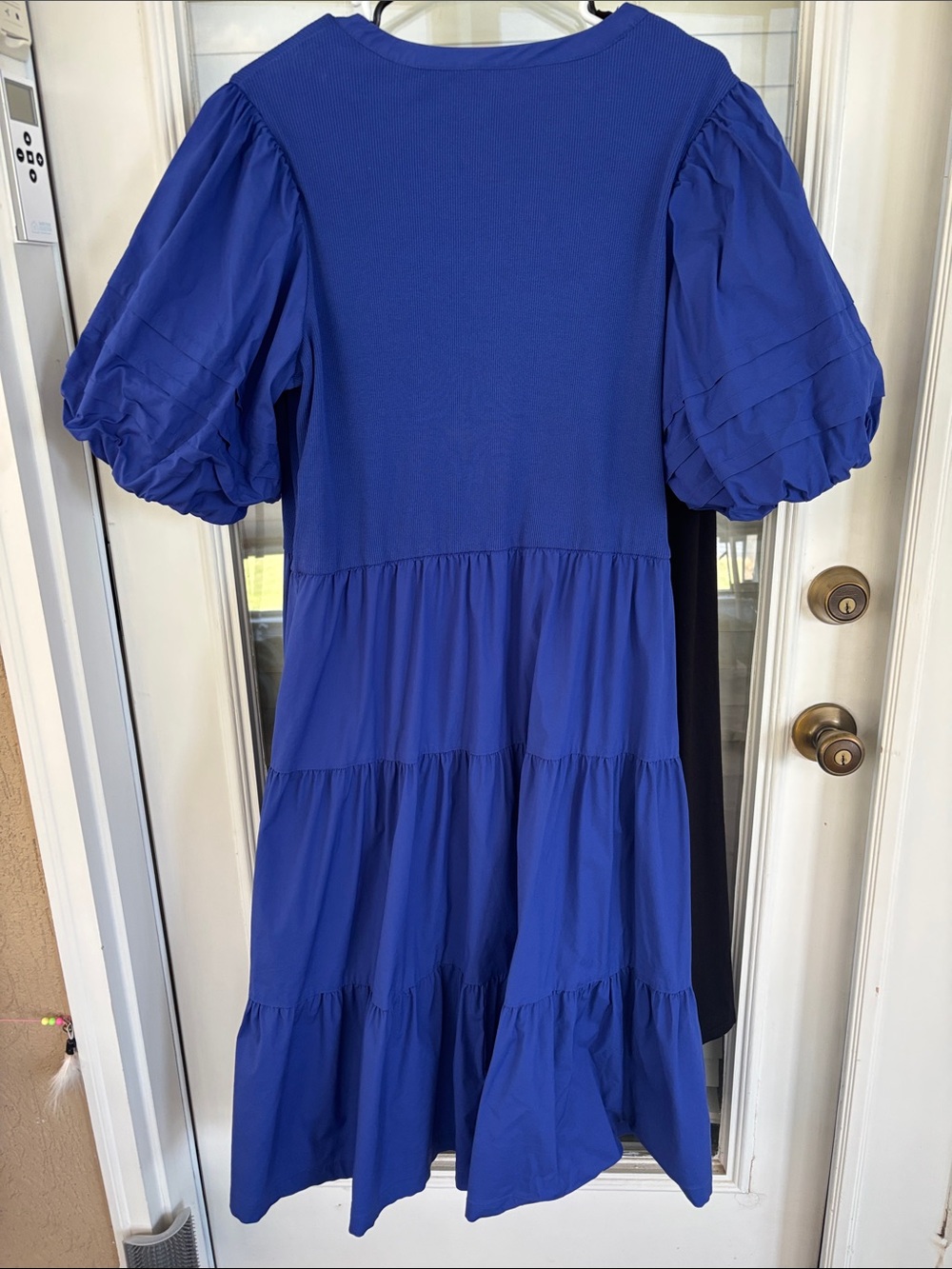 Chico's Blue Tiered Puff-Sleeve midi Dress - Picture 4 of 6